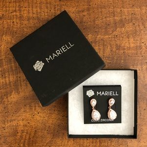 Amazon Mariell Dainty 14K Rose Gold Cubic Zirconia Teardrop Dangle Earrings